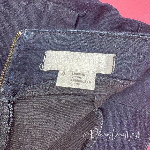 OU Cooperative High Waisted  Zip Back Denim Shortie Navy - Picture 6 of 7